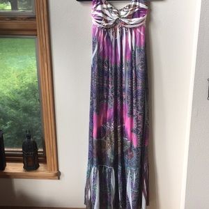 PRINT DRESS /W SEQUINS
